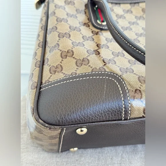 Gucci Monogram Brown Tote Handbag - Picture 3 of 13